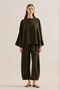 Linen Mixed Shalwar Pants Dark Brown