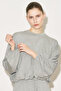 Easy Balon Sleeve Adjustable Blouse Gray Melange - 8