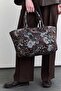 Jacquard Patterned Tote Bag Brown - 3