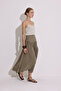 Modal Ruched Long Skirt Khaki - 3