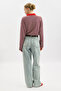 Striped Polo Collar Sweatshirt Red - 4
