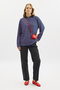 Striped Polo Collar Sweatshirt Blue
