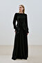 LAYERED PLEATED DRESS, BLACK - 2