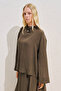 Draped Wide Sleeve Blouse Brown