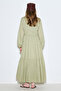 RUFFLED LONG SLEEVE DRESS SAGE - 8