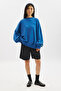 Oversize Label Sweatshirt Blue - 4
