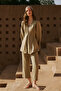Linen Pleated Kimono Jacket Stone - 2