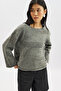 Openwork Knitting Tricot Sweater Gray