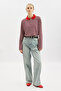 Striped Polo Collar Sweatshirt Red - 2