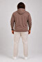 Plus Size Basic Seasonal Zippered Hooded Sweat 22751 TABA - 2