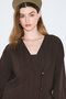 Rustic Buttoned Kimono Brown - 4