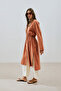 Textured Buttoned Long Tunic Cinnamon - 6