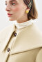 Button-Detail Brown Leather Jacket Sand - 5