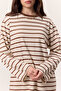 Striped Long Sleeve Oversize T-Shirt Brown - 4