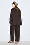 Rustic Slit Blazer Blouse Dark Brown - 7