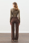 Knot Design Pants Suit Brown - 8