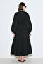 Drawstring Long Sleeve Dress Black - 6