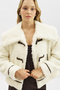 Buttoned Fur Coat Ecru