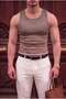 Men's Mink Colored Halter Collar Ribbed Lycra Undershirt
