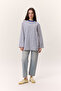 Striped Long Sleeve Oversize Tshirt Blue - 3