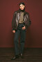 Retro Style Oversized Leather Jacket Bitter Brown