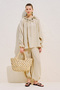 Drawstring Collar Muslin Blouse Sand - 2