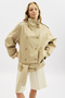 Belted High-Collar Short Trench Coat Sand - 3