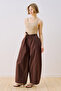 Elastic Waist Barrel Pants Brown - 4
