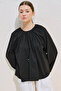 Comfortable Blouse with Drawstrings Black