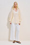 Lace Collar Draped Blouse Vanilla - 7