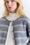 Soft Textured Buttoned Cardigan with Grey Stripes - 2