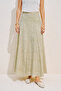 Embroidered Piece Embedded Wide Skirt Beige - 5