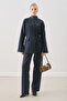 Aroa Tie-Up Jacket Navy Blue