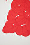 Embroidered Flower Patterned Scarf Red - 4