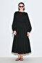 Drawstring Long Sleeve Dress Black