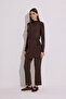 Draped Blouse with Tie Detail, Brown - 4