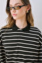Striped Polo Collar Sweatshirt Black - 6