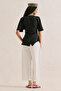 Linen Asymmetric Blouse Black - 6