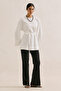 Embroidered Wide Sleeve Blouse Ecru