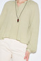 Textured Collar Buttoned Blouse Green - 5