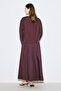 Wide Sleeve Draped Bluse Burgundy - 6