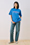 Printed Short Sleeve T-Shirt Blue - 2