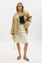 Belted High-Collar Short Trench Coat Sand - 4