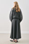 Button-Detail Cardigan Anthracite - 5