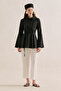 Linen Mixed High Collar Tunic Black - 2