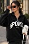 Black Half Zip Printed Sweatshirt Mg2212