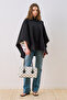 Wide-Collared Cape Jacket Black - 2
