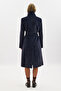 Premium Kaşe Trench Designed Coat Navy Blue - 4