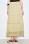 Textured Embroidered Fold Long Skirt Soft Green - 4