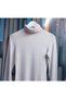 Turtleneck Gray Color Winter Blouse - 4